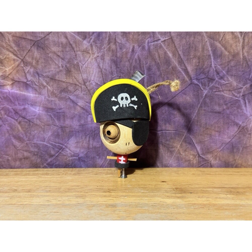 Pier 1 Imports "Crazy Head" Halloween Wooden Pirate Ornament